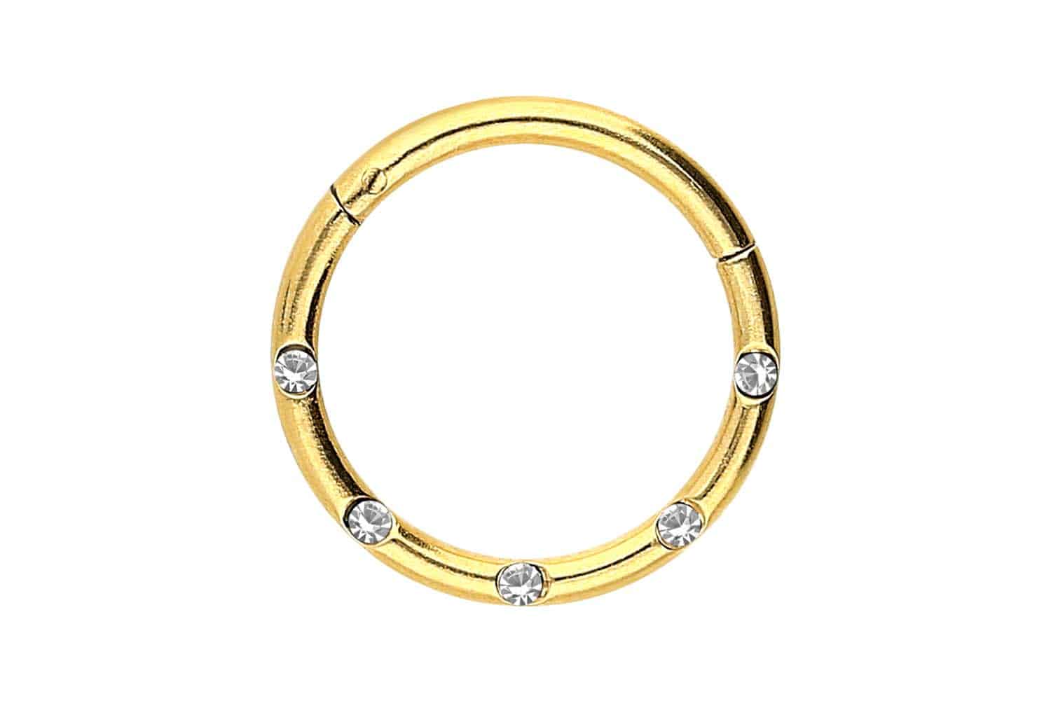 Chirurgenstahl Segmentring Clicker Piercing 5 KRISTALLE